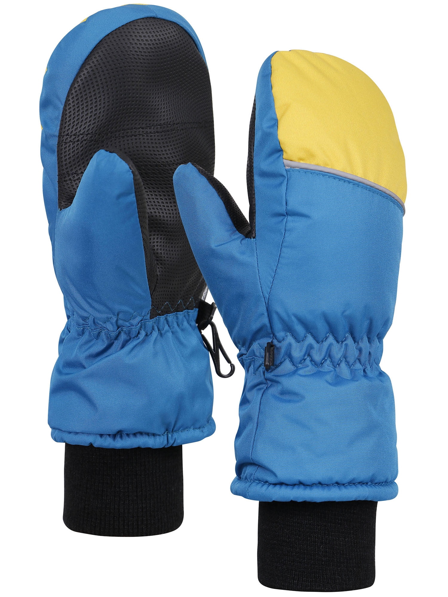 Kids Thinsulate Lined Waterproof Ski Gloves w/Snow Cuff, Blue/yellow, S