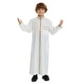 thumbnail image 1 of Kids Thobe Casual Long Sleeves Dress Crew Neck Kids Robes for Boys White Robe 11-12 Years, 1 of 8