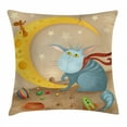 thumbnail image 1 of Kids Throw Pillow Cushion Cover, Cat and Mouse on Crescent Moon Shaped Cheese Cute Paws Toys Kids Children Cartoon, Decorative Square Accent Pillow Case, 20 X 20 Inches, Multicolor, by Ambesonne, 1 of 2