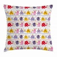 thumbnail image 1 of Kids Throw Pillow Cushion Cover, Dancing Floral Elephant Characters Smiling Faces Colorful Daisies Happy Singing Birds, Decorative Square Accent Pillow Case, 18 X 18 Inches, Multicolor, by Ambesonne, 1 of 2