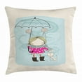 thumbnail image 1 of Kids Throw Pillow Cushion Cover, Little Girl Illustration in Winter Clothes Umbrella and a Cute Dog in Rainy Weather, Decorative Square Accent Pillow Case, 20 X 20 Inches, Multicolor, by Ambesonne, 1 of 2