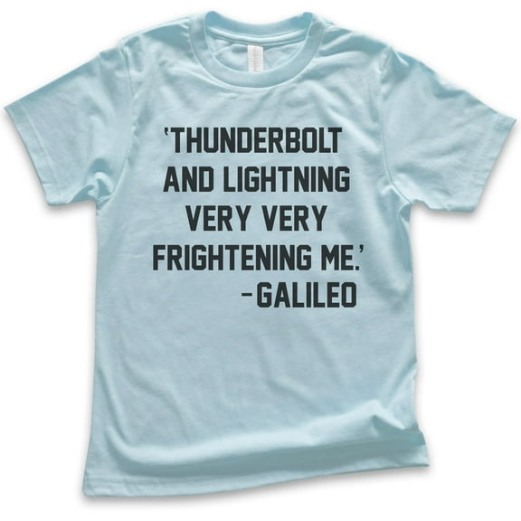 Kids Thunderbolt And Lightning Very Very Frightening Me -Galileo Shirt, Youth Kids Boy Girl T-Shirt Rock Lyric T, Light Blue, Medium