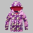 thumbnail image 1 of Kids Tie Dye Fleece Lined Hooded Rain Jacket Boys Girls Windproof Warm Windbreaker Coat for School Daily Wear Purple C 11-12 Years, 1 of 5