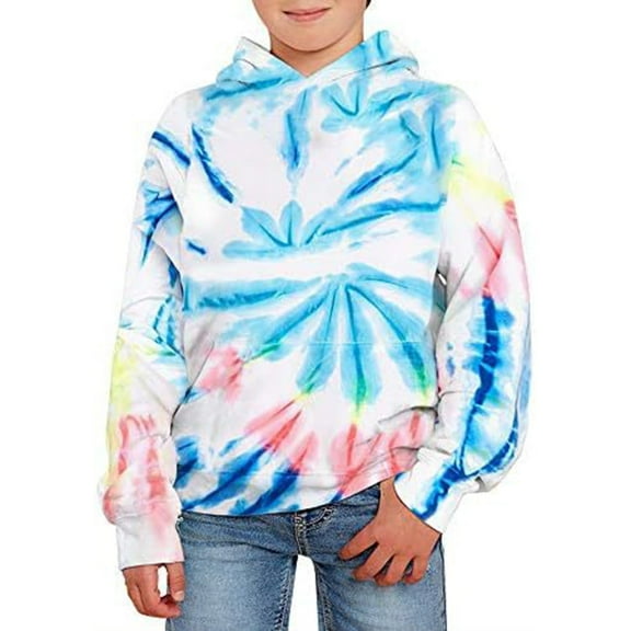 Kids Tie Dye Shirt Sweatshirt For Boys Boys Girls Hoodies 3D Printed Cool Hooded Lightweight 2-14T Hooded Pullover Sweatshirt for Kids Blue 9-10 Years