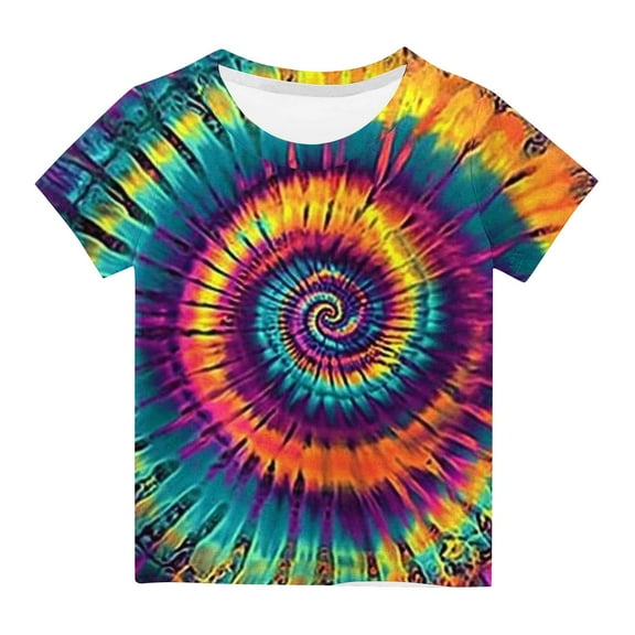 Kids Tie Dye Shirt forBoys Girls Tie-Dye T-Shirt Tshirt Children Tee Size 3-14 Years Age