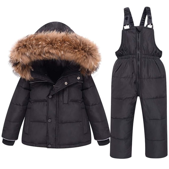 JiAmy Kids Baby Snowsuit Set 2PCS Toddler Hooded Down Jacket Coat + Snow Pants Girls Boys Winter Puffer Jacket Ski Set Outfit