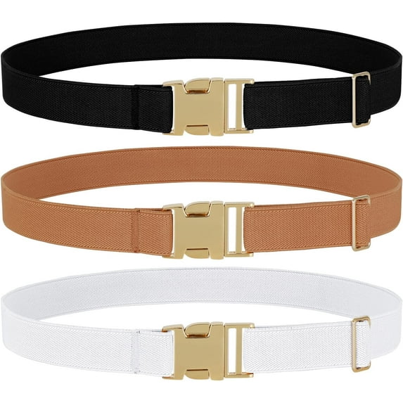 Kids Toddler Adjustable Elastic Belt, Easy to Use Gold Buckle for Girls Boys
