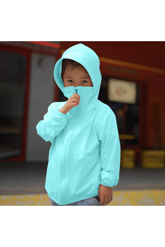 Kids Toddler Athletic Sun Protection Jacket Hooded Boys Girls Zip Up Hoodie Rash Guard Cooling Shirt with Pockets Running Outdoor