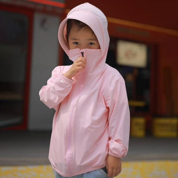 Kids Toddler Athletic Sun Protection Jacket Hooded Boys Girls Zip Up Hoodie Rash Guard Cooling Shirt with Pockets Running Outdoor