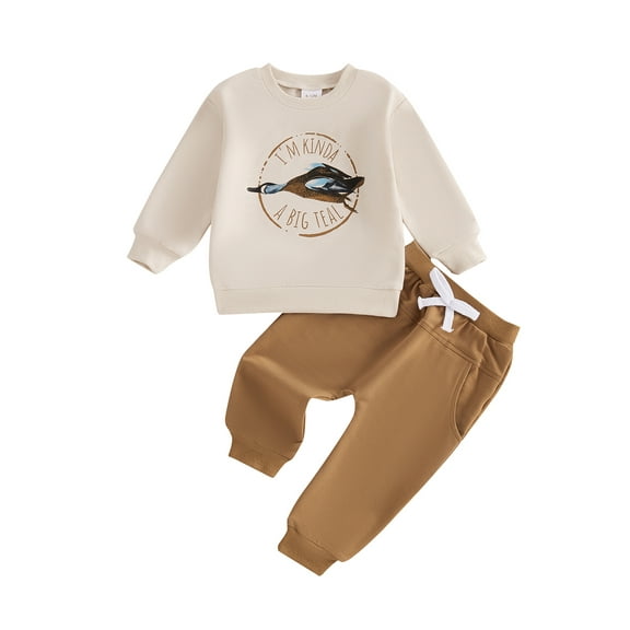Kids Toddler Baby Boys Duck Hunter Clothes Mallard Duck Sweatshirt Pullover Solid Color Pant 6 12 18 Months 2T 3T Hunting Baby Outfit