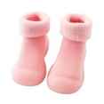 thumbnail image 1 of Kids Toddler Baby Boys Girls Solid Warm Knit Soft Sole Rubber Shoes Socks Slipper Stocking Soft Shoes Socks, 1 of 3