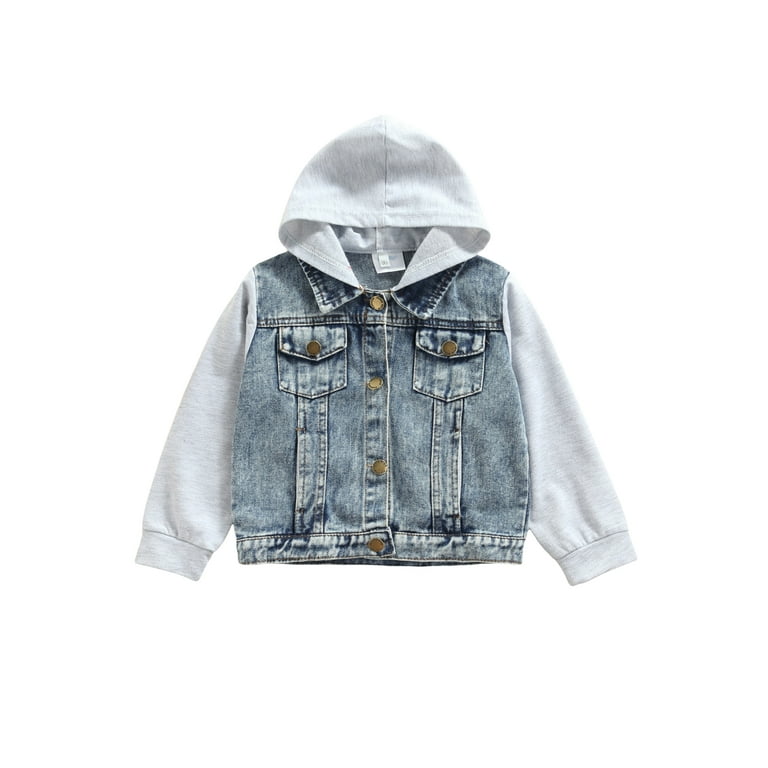 Kids Toddler Baby Girl Boy Denim Jacket Hoodie Button Coat Top Spring Fall Outfit Clothes Cardigan Walmart