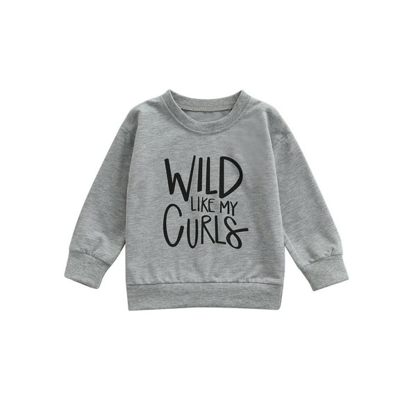Kids Toddler Baby Girl Clothes 1Y 2Y 3Y 4Y 5Y 6Y Wlid Like My Curls Letter Printed Pullover Sweatshirt Fall Winter Sweater Tops