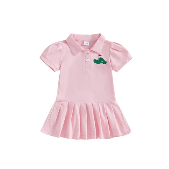 Kids Toddler Baby Girl Golf Outfit Golf Polo Dress Short Sleeve Hole in One Golf Summer Tennis A Line Dresses
