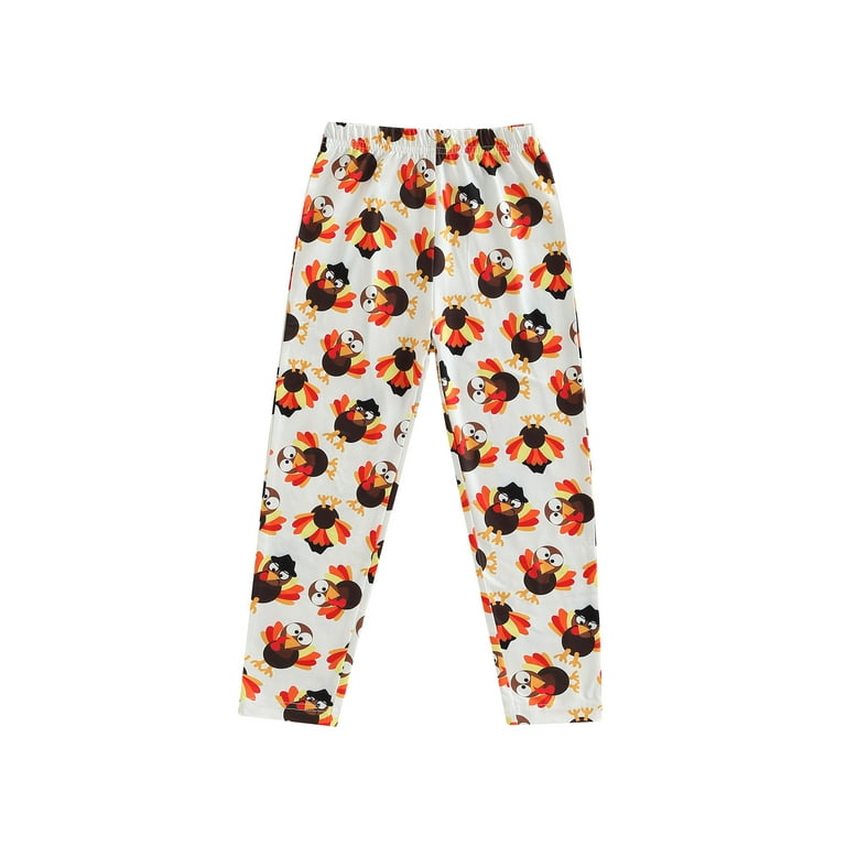 Kids Toddler Baby Girl Thanksgiving Leggings Clothes Cartoon Turkey Print  Long Yoga Pants Casual Trousers for Little Girls 