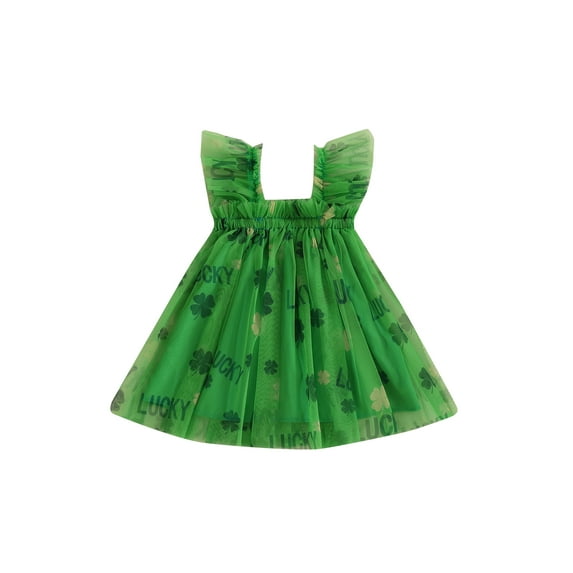 Kids Toddler Baby Girl’s Slip Dress, 6 12 18 24 Months 2T 3T 4T Sleeveless Clover Strawberry Print Summer A-line Dress Tulle Princess Dresses