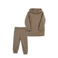 thumbnail image 1 of Kids Toddler Baby Girls Boys Autumn Winter Solid Cotton Long Sleeve Hooded Hoodie Pants Set Clothes Size 5-6T, 1 of 6