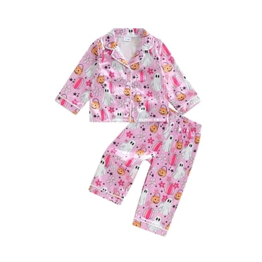 Kids Silk Satin Pajama Set - Star Print Button-Down Sleepwear For Boys & Girls