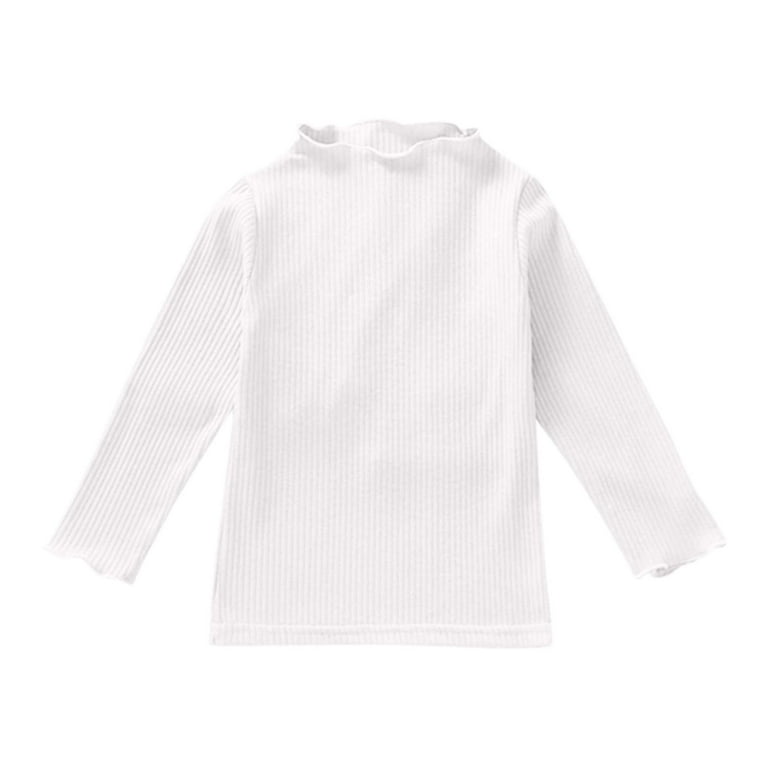 Kids Toddler Baby Girls Lettuce Trim Mock Turtleneck Long Sleeve