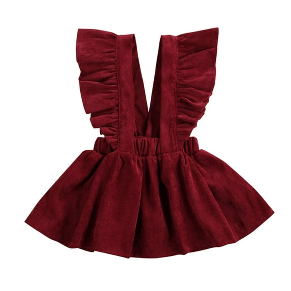 Kids Toddler Baby Girls Overall Dress Soft Corduroy A-Line Solid Color suspender Skirt Clothes