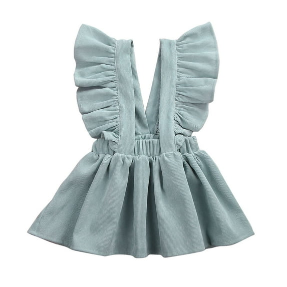 Kids Toddler Baby Girls Overall Dress Soft Corduroy A-Line Solid Color suspender Skirt Clothes