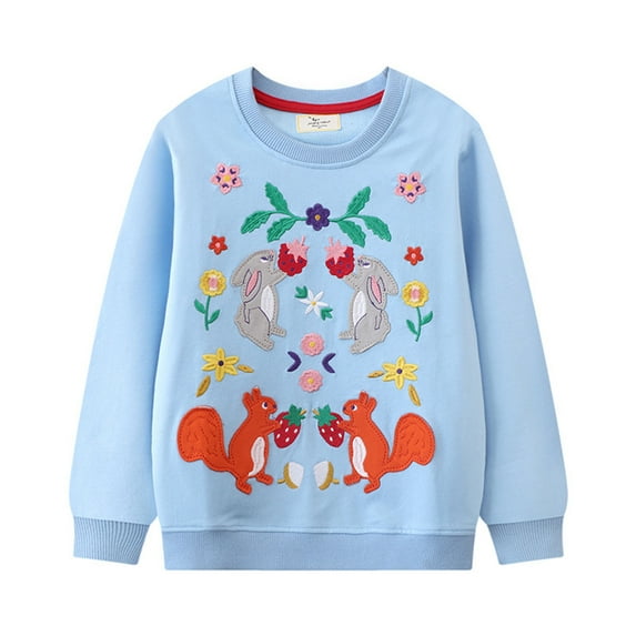 Kids Toddler Baby Girls Spring Autumn Animal Print Sweatshirts Cotton Casual Crew Neck Long Sleeve Tops Pullover Sweater Shirt 3-4T
