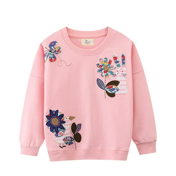 Kids Toddler Baby Girls Spring Fall Animal Print Sweatshirts Cotton Casual Crew Neck Long Sleeve Tops Pullover Sweater Shirt Size 6-7T