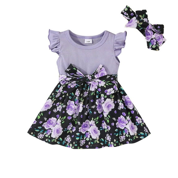 Kids Toddler Baby Girls Spring Summer Floral Ruffle Dress Clothing