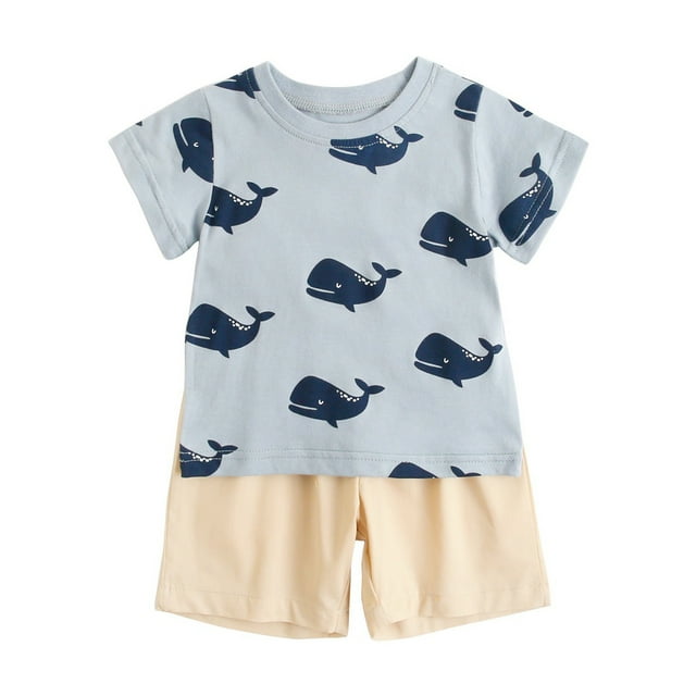 Kids Toddler Baby Girls Spring Summer Print Animal Cotton Short Sleeve