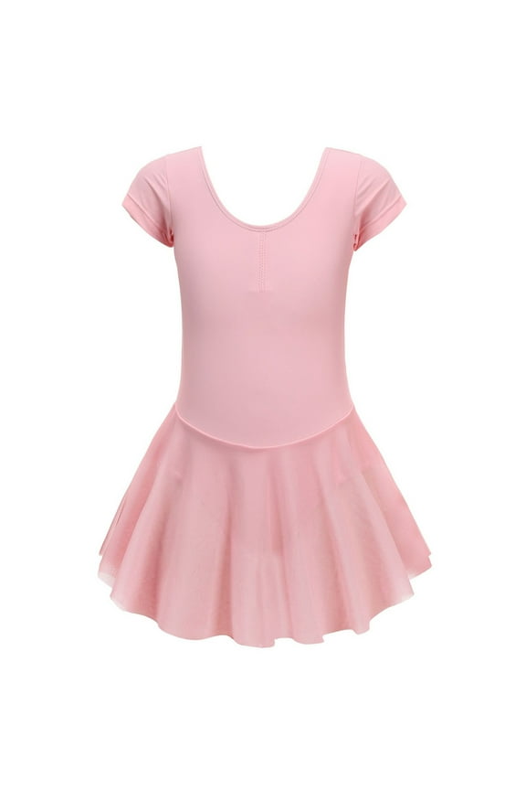 Kids Toddler Baby Girls Spring Summer Solid Short Sleeve Gymnastics Dress Princess Dress Clothes for 8-9 Years