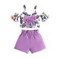 thumbnail image 1 of Kids Toddler Baby Girls Summer Butterfly Print Purple Suspender Shorts Outfits Clothes, 1 of 9