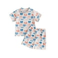 thumbnail image 1 of Kids Toddler Baby Girls Summer Outfits Short Sleeve Floral/Bow/Fruit Print T Shirt Tops + Shorts Set Cute Casual Clothes, 1 of 8