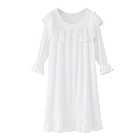 Kids Toddler Baby Girls White Lace Ruffle Long Sleeve Dress Spring Summer Princess Dresses