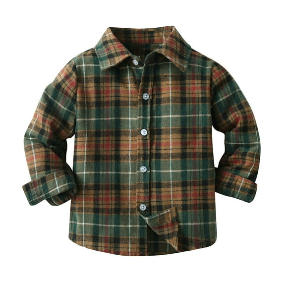 Kids Toddler Baby Unisex Unisex Fall Winter Plaid Tops Shirt Coat Clothes Size 18-24 Months