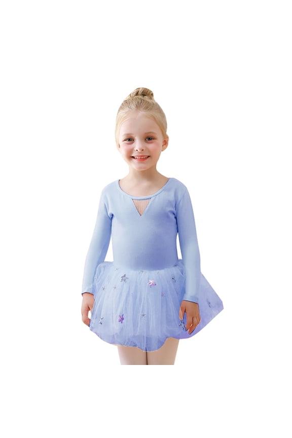 Kids Toddler Ballet Leotards Toddler Shiny Dance Leotard Dresses Long Sleeve