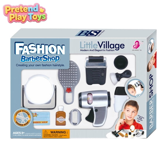 Kids Toddler Barber Shop Pretend Play Toys,Simulated Hair Stylist Salon Playset with Hairdryer Scissors Grooming Tools,Learning Toy,Imaginative Hairdresser Role Play Kit for Boys Girls Ages 3+