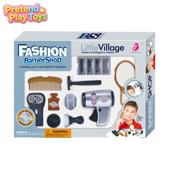 Kids Toddler Barber Shop Pretend Play Toys,Simulated Hair Stylist Salon Playset with Hairdryer Scissors Grooming Tools,Learning Toy,Imaginative Hairdresser Role Play Kit for Boys Girls Ages 3+