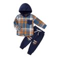 thumbnail image 1 of Kids Toddler Boy Clothes Flannel Plaid Hoodied Tops + Casual Pants Boys Fall Winter Outfits, 1 of 7