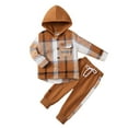 thumbnail image 1 of Kids Toddler Boy Clothes Flannel Plaid Hoodied Tops + Casual Pants Infant Boys Fall Winter Outfits, 1 of 12