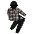 thumbnail image 1 of Kids Toddler Boy Clothes Flannel Plaid Hoodied Tops + Casual Pants Infant Boys Fall Winter Outfits, 1 of 14