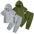 thumbnail image 1 of Kids Toddler Boys 2PCS Short Sleeve Sweatsuit Sweatpants Outfits Baby Summer Hoodie Sweatshirt+long Jogger Pants Little Boy Fashion Summer Track Suits for 1-6years, 1 of 8