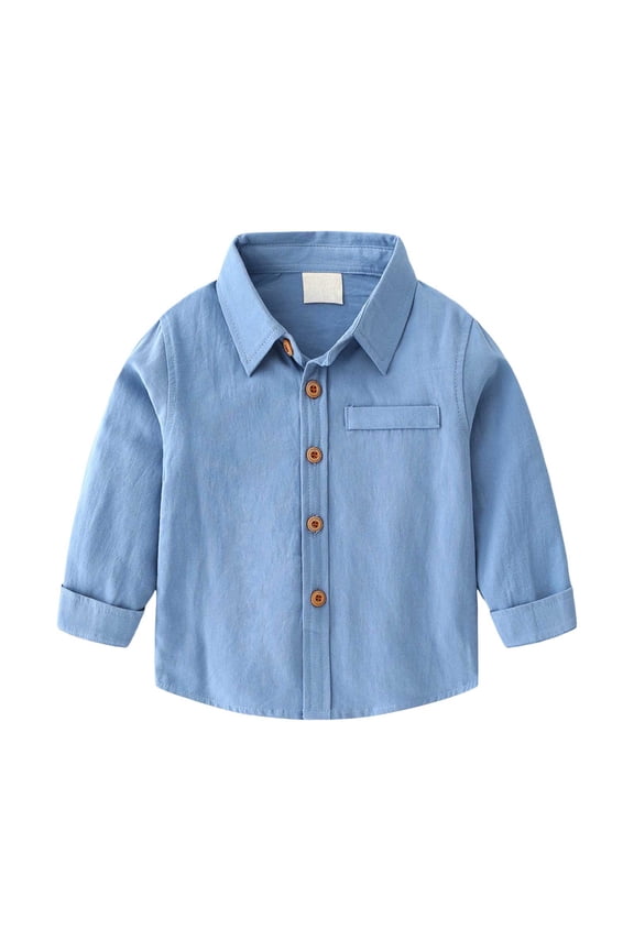 Kids Toddler Boys Girls Button Down Denim Long Sleeve Casual Cowboy Chambray Top Toddler Baby Collar Jeans Shirts