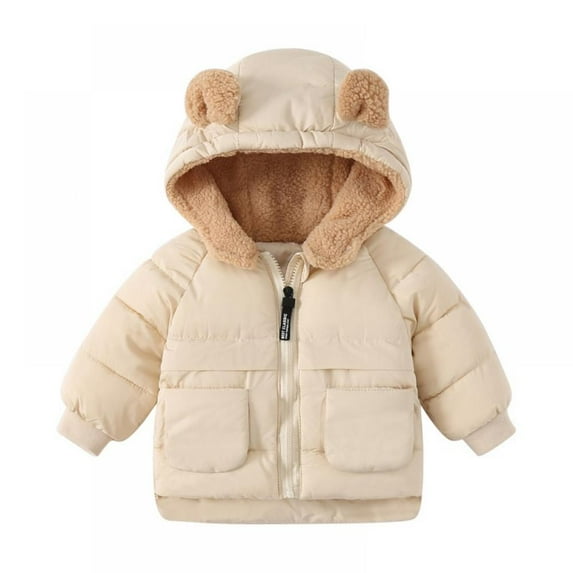 Kids Toddler Boys Girls Winter Down Coats with Bear Hoods 1-6Y