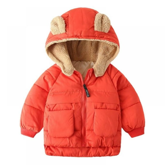 Kids Toddler Boys Girls Winter Down Coats with Bear Hoods 1-6Y