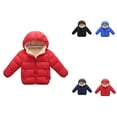 thumbnail image 1 of Kids Toddler Boys Girls Winter Hooded Puffer Jacket, Warm Snow Coat, Solid Color, Various Sizes, 1 of 4