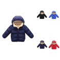 thumbnail image 1 of Kids Toddler Boys Girls Winter Hooded Puffer Jacket, Warm Snow Coat, Solid Color, Various Sizes, 1 of 5