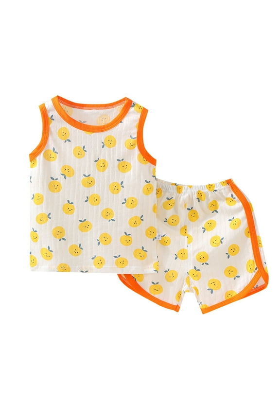 Kids Toddler Boys Shorts Set Casual Girl Sleeveless Top And Shorts Set Sleepwear Cute Set Two Piece Clothes Set Summer Outfits,Size 3 Months 6 Months