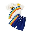 thumbnail image 1 of Kids Toddler Boys Shorts Set Casual Letter Print Short Sleeved Top Cartoon Print Shorts Casual Suit Style Handsome suitable Two Piece Clothes Set Summer Outfits,Size 2 Years 3 Years, 1 of 1
