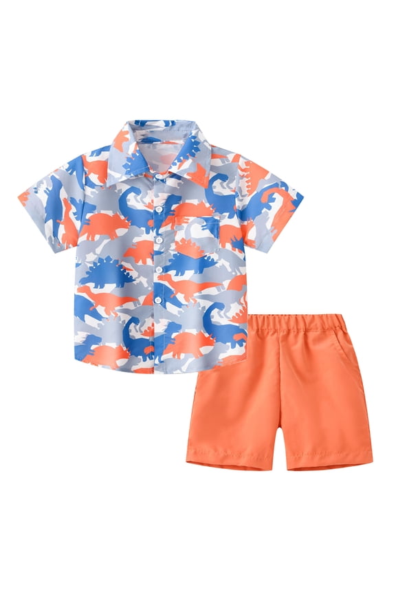 Kids Toddler Boys Shorts Set Casual Short Sleeve Casual Gentleman Tops Hawaii Beach Holiday Floral Shirts T Shirt Shorts Two Piece Clothes Set Summer Outfits,Size 18 Months 24 Months