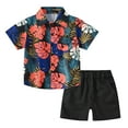 thumbnail image 1 of Kids Toddler Boys Shorts Set Casual Short Sleeve Casual Gentleman Tops Hawaii Beach Holiday Floral Shirts T Shirt Shorts Two Piece Clothes Set Summer Outfits,Size 6 Months 12 Months, 1 of 5